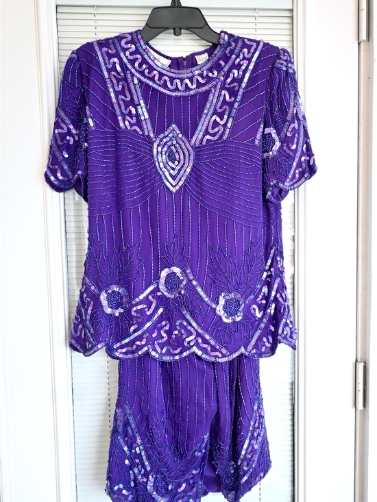 Laurence Kazar Dresses & Skirts - Laurence Kazar Purple Beaded Midi Dress